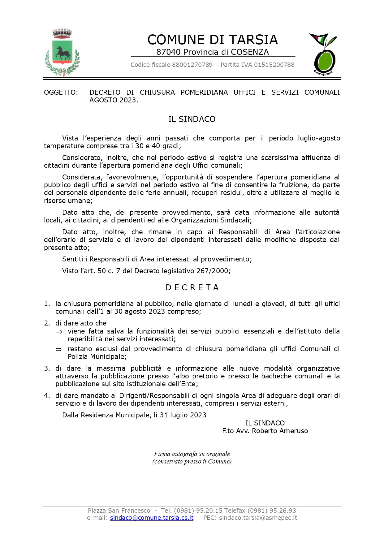 Chiusura uffici