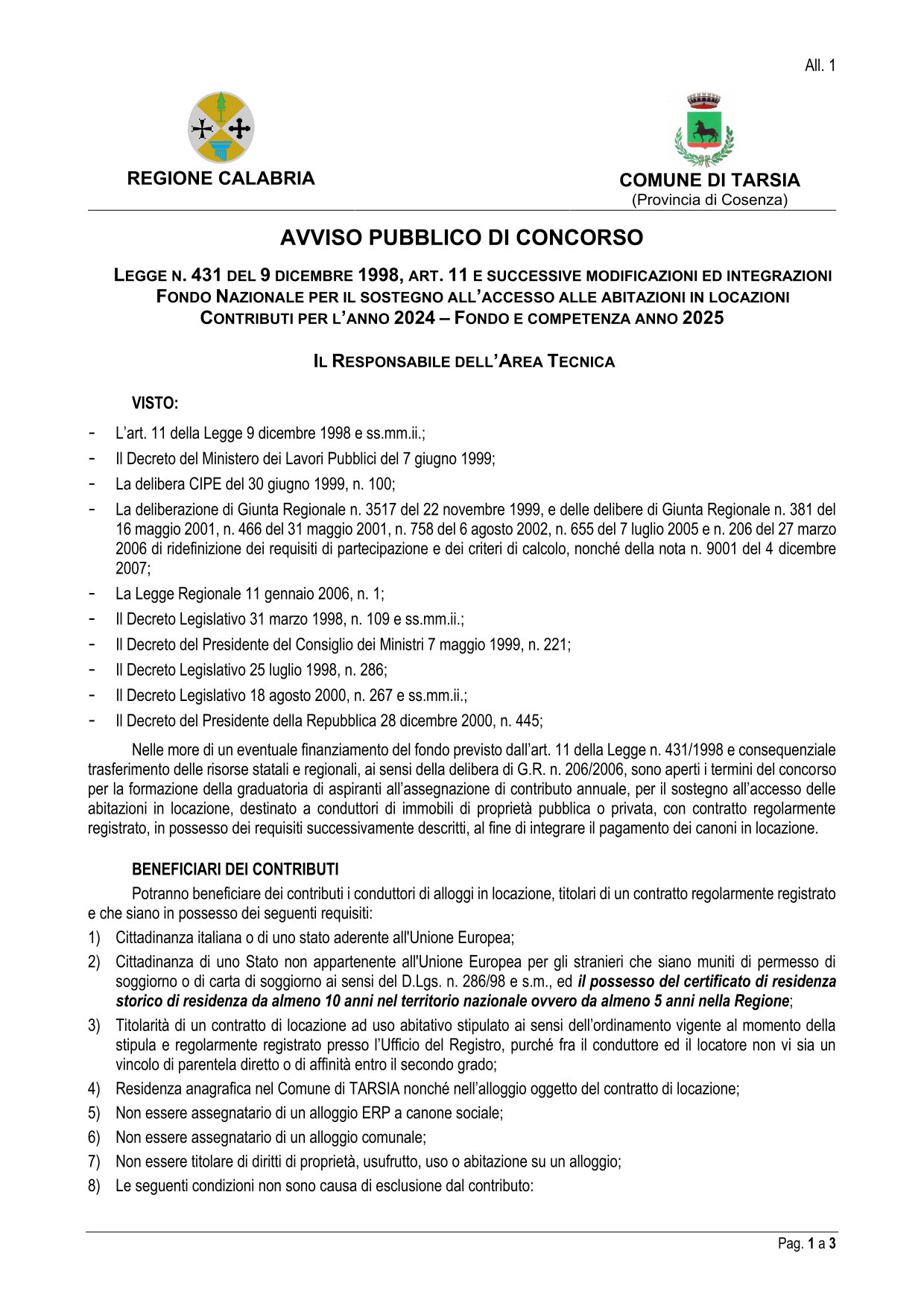 CONTRIBUTO FITTO CASA 2024